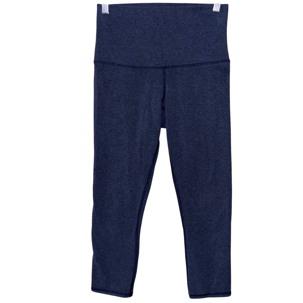 Lululemon Cropped Leggings Women 6 Heather Blue High Rise Yoga Wunder Train